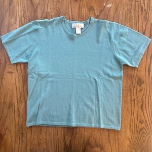 Precious Fibers 100% Cashmere Short Sleeve Top Vintage Blue Size Medium Soft
